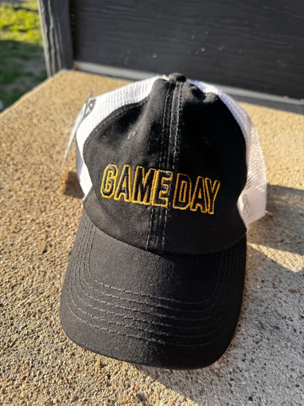 GAME DAY Black and White Mesh Trucker Hat